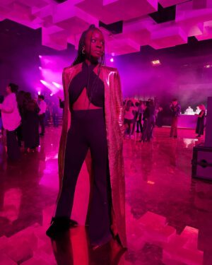 Danai Gurira Instagram - Flashback to my day of birth this year (Feb. 14th) adorned in the elegant & chic fashions that are @GabrielaHearst. Wearing her garments all day along with attending her Autumn/Winter 2023 collection show AND after party at #NYFW were glorious ways to celebrate my birthday. Thank you for having me at your show! 🖤