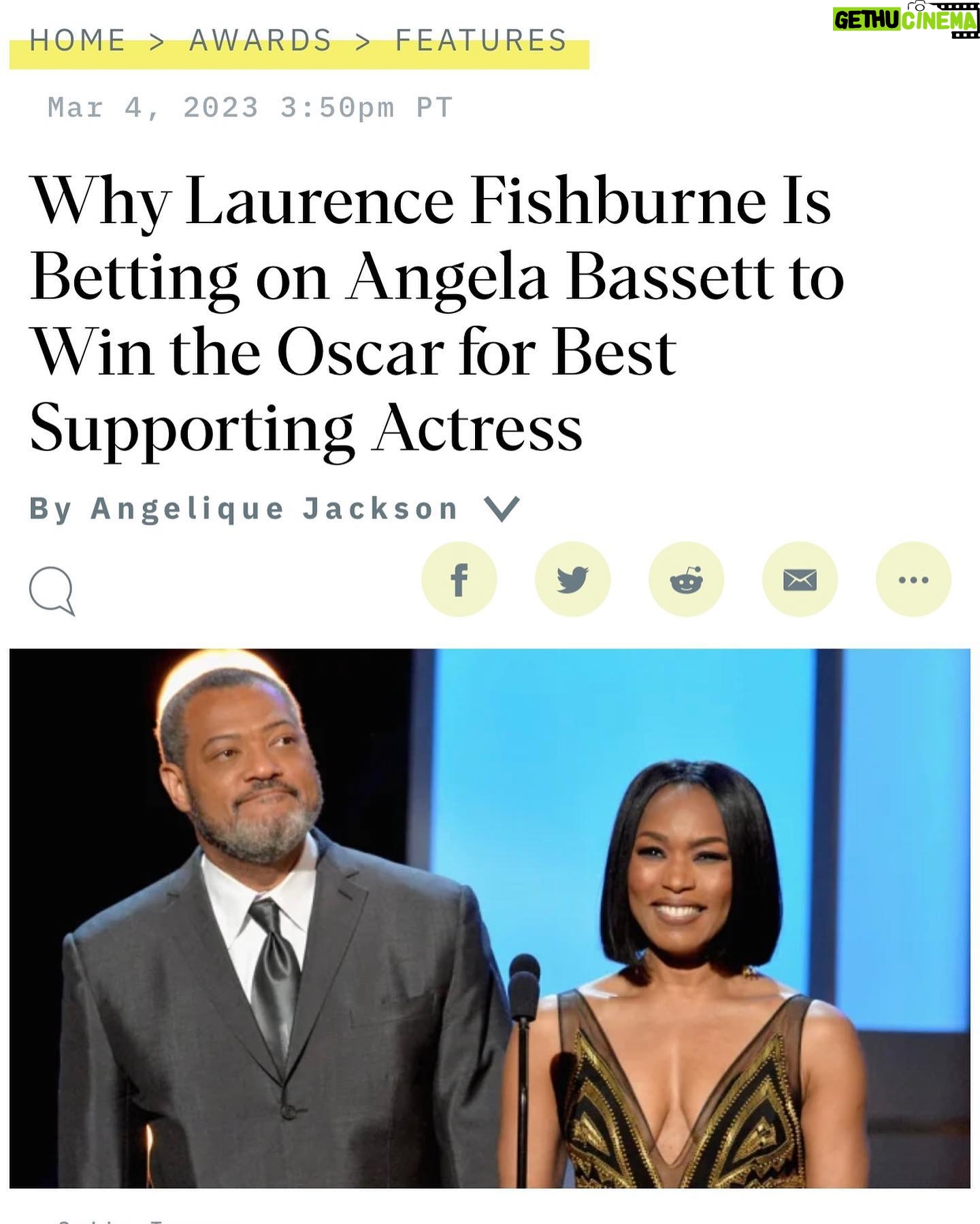 Angela Bassett Instagram - 🙏🏾♥️🙏🏾 Now this is some love right here! Thank you #laurencefishburne!