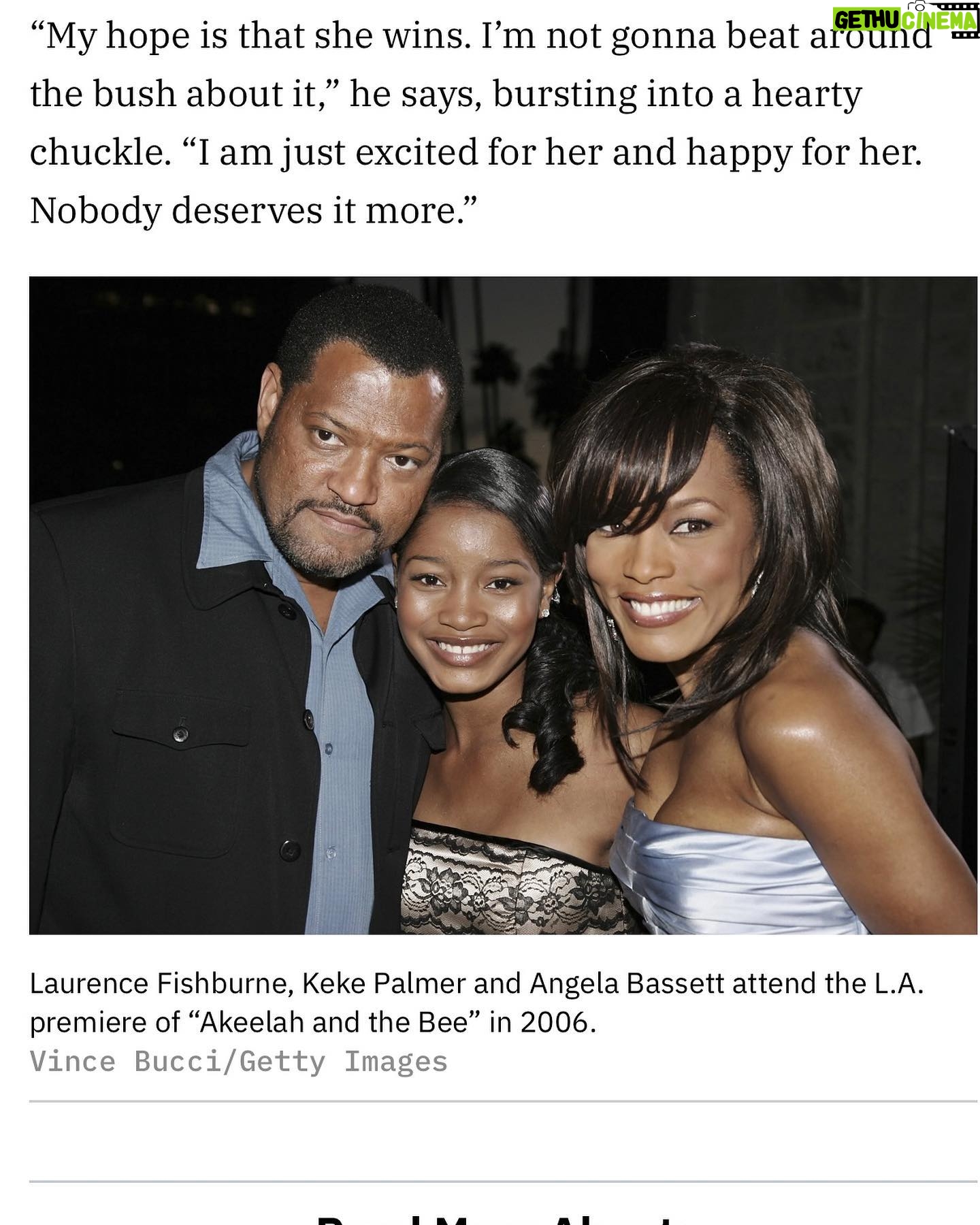 Angela Bassett Instagram - 🙏🏾♥️🙏🏾 Now this is some love right here! Thank you #laurencefishburne!