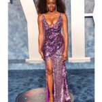 Danai Gurira Instagram - Let my hair down for the #VanityFairOscarParty and #GoldParty in @tomford 💜 Thank you for having me! 💫

#VFOscars @gettyentertainment