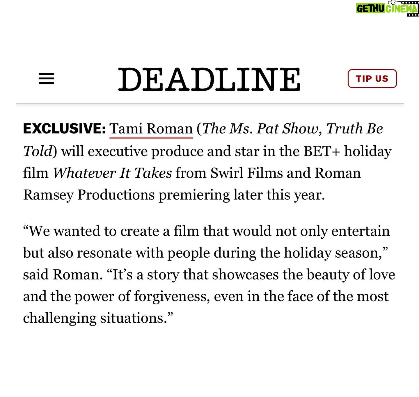 Tami Roman - 3 Likes - Thank you @betplus @erictswirl for being amazing partners on “Whatever It Takes” I can’t wait to tell everyone about our amazing cast & crew! 💛 @jillythunda we did it again #RomanRamseyProductions
#NickRoses #HolidayFilms
Photo @melbelderjr
