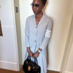 Danai Gurira Instagram - This Thom Browne outfit was really Thom Browne-ing last night! It's my kind of power suit... fun and chic all in one!!