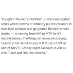 Tami Roman Instagram – @mtvunfaithful JULY 11th 9pm! #CaughtInTheAct #MTVUnfaithful RETURNS for Season 2 to our new home on @mtv