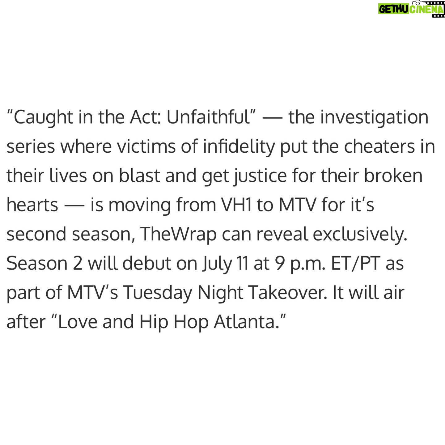 Tami Roman - 3 Likes - @mtvunfaithful JULY 11th 9pm! #CaughtInTheAct #MTVUnfaithful RETURNS for Season 2 to our new home on @mtv