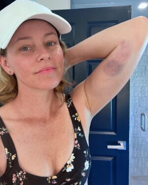 Elizabeth Banks Instagram - I tried archery today. Despite being marked by it forever, I recommend. 🏹