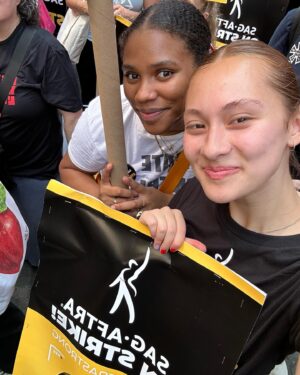 Lola Tung Instagram - I am so proud to be a member of SAG-AFTRA and felt very grateful to be surrounded by incredible artists and creative people this morning at the SAG rally !  If you are able to, consider giving money to the @sagaftrafound to support members in urgent need during this strike.  A majority of members don’t make enough to qualify for health insurance.  Many people are out of work right now.  And in the words of @kyrasedgwickofficial “don’t even get me started on A.I…” We need to see change and fair contracts!! #sagaftrastrong #unionstrong