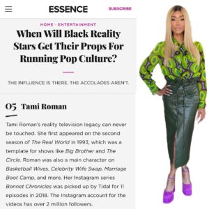 Tami Roman Instagram - Just came across this from @essence #5 Thanks Brooklyn for including me 💛  If there was a Mt. Rushmore for Reality TV who would be your top 5 (I know they’re only 4 Presidents but this ain’t that) 😂😂😂