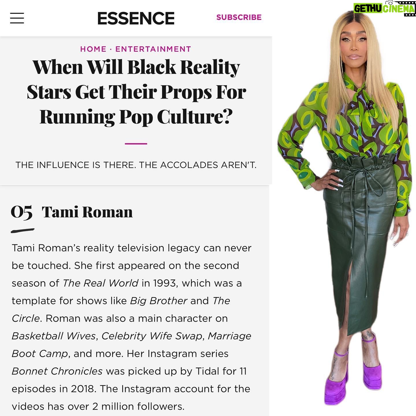 Tami Roman - 3 Likes - Just came across this from @essence #5 Thanks Brooklyn for including me 💛 If there was a Mt. Rushmore for Reality TV who would be your top 5 (I know they’re only 4 Presidents but this ain’t that) 😂😂😂