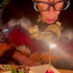 Iris Apfel Instagram - A big THANK YOU for all of the birthday wishes this week!!!! Here’s me making my wish… turns out they couldn’t fit 102 candles in the strawberry 🍓🎂🎈