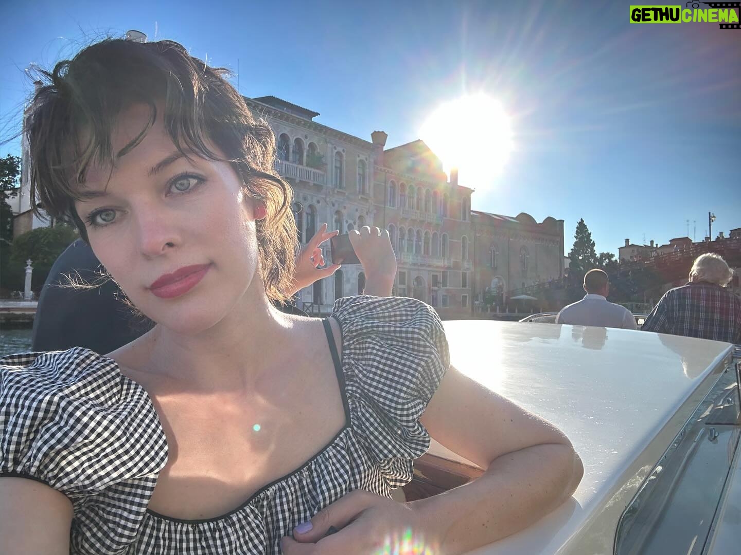 Milla Jovovich Instagram - So here’s the moment no one’s been waiting for. But I finally got some of my favorite shots from our trip to #venicefilmfestival for @amfar! Warning, I might add a few in the next couple of days as stand alones, but this is the main dump. We swept across the canals in boats, took gondola rides with our kids for the first time and ate some insanely amazing food along the way. We stopped at the @guggenheim_venice which was truly the highlight of the trip. To see my kids so intrigued and inspired by all the post modern art completely justified them missing their first day of school. I’m a true believer that real like experience trumps anything you read in a textbook and to have my 8 year old tell me that her favorite paintings were made by Tanguy was a pivotal point in my parenting journey. It was truly unforgettable on so many levels. So I’ll shut up now and let you swipe to experience the beauty of Venice. Enjoy!