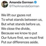 Amanda Gorman Instagram - In all the horror, chaos, and devastation, it is children and families—in Palestine and Israel alike—who bear the bloody burden of a violence they inherited but did not create. Remember at least half of the inhabitants being bombed in Gaza, while currently without food, water, safety or electricity, are children. Remember that Hamas, a brutal, antisemitic terrorist organization, has strategically kidnapped, killed, and assaulted the powerless: countless families and children. The face of war, no matter the parties, is not an aged one, but young, little, and weeping out for us. As @unicef Executive Director Catherine Russell says: “In all wars, it is children who suffer first and suffer most.” If you believe peace and safety is for every child everywhere, donate to @unicef relief efforts. Whatever our religion, politics, nation, or beliefs, we can stand on the side of children, and the small piece of peace we’ve always owed them.