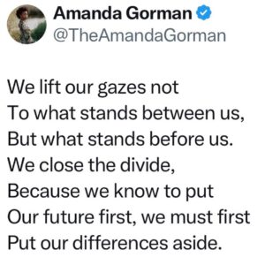 Amanda Gorman Instagram - In all the horror, chaos, and devastation, it is children and families—in Palestine and Israel alike—who bear the bloody burden of a violence they inherited but did not create. Remember at least half of the inhabitants being bombed in Gaza, while currently without food, water, safety or electricity, are children. Remember that Hamas, a brutal, antisemitic terrorist organization, has strategically kidnapped, killed, and assaulted the powerless: countless families and children. The face of war, no matter the parties, is not an aged one, but young, little, and weeping out for us. As @unicef Executive Director Catherine Russell says: “In all wars, it is children who suffer first and suffer most.” If you believe peace and safety is for every child everywhere, donate to @unicef relief efforts. Whatever our religion, politics, nation, or beliefs, we can stand on the side of children, and the small piece of peace we’ve always owed them.