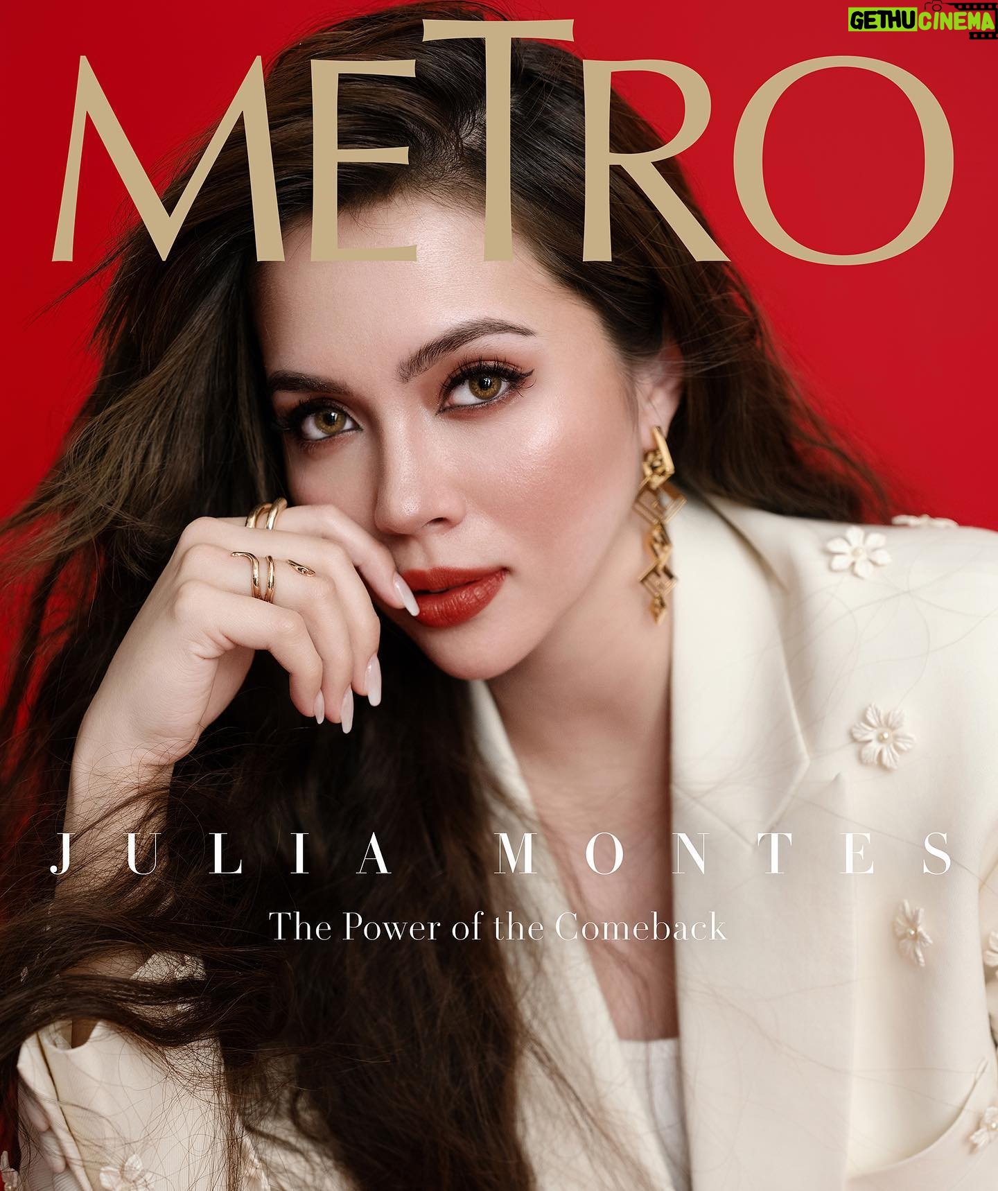 Julia Montes Instagram - Thank you so much @metromagph and @avignonclinic for giving me the honor to grace your cover for the month of October.
What a fitting way to celebrate #FiveBreakupsAndARomance showing in 242 cinemas nationwide! Sana po makapanood kayo this weekend. ❤️
Special thanks to my beautiful family for making this possible:
Photography by @dookieducay
Creative direction by @theonlychookiecruz
Editor-in-Chief: @geolette
Sittings editors: @reddimaandal, @gracelibero, @kateparas
Cover story by: @psychenelic
Art direction by @raffcol
Video Producer: @cjreyesx
Editorial Assistant: @mikaelayusay
Styling by @myrrhlaoto, assisted by @edjgalang and @themaichua
Makeup by @harlynfernandez
Hairstyling by @jocelynjustiniane
Set styling by @tippingpointcollective
Photography assistants: Mark Catunga and Byron de Guzman
Shot on location at @studiolajph
Special thanks to @bizuph, @cornerstone, and @macmerla
On Julia: Suit by @nericbeltran , tank top by @ludovicdesaintsernin, and earrings by @fendi