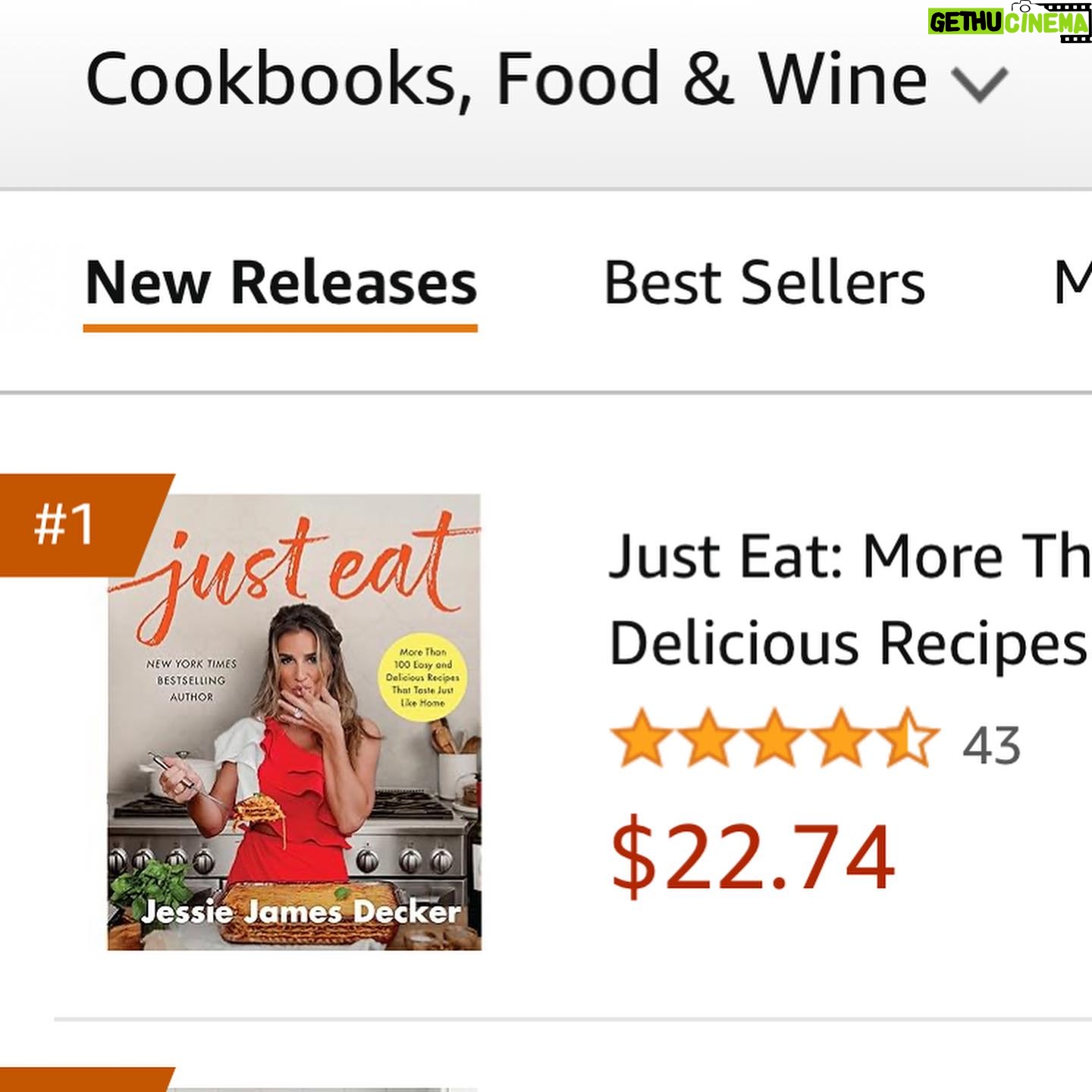 Jessie James Decker Instagram - OMG!!!! We are the number 1 cookbook!!!!!!! AND number 9 overall🥹🥹🥹 I was ALSO told today we are the top 10 most sold book in the country for sales. Thank y’all so much for loving this book so much🥹🥹🥹 I put my heart and soul into this🫶🏼 I love cooking so much, truly one of my passions and being able to create books like this for my fans is truly a blessing I’m beyond grateful for!!!!!!! Thank you so much 🥹🥹🥹🥹🥹🫶🏼🫶🏼🫶🏼 #justeat
