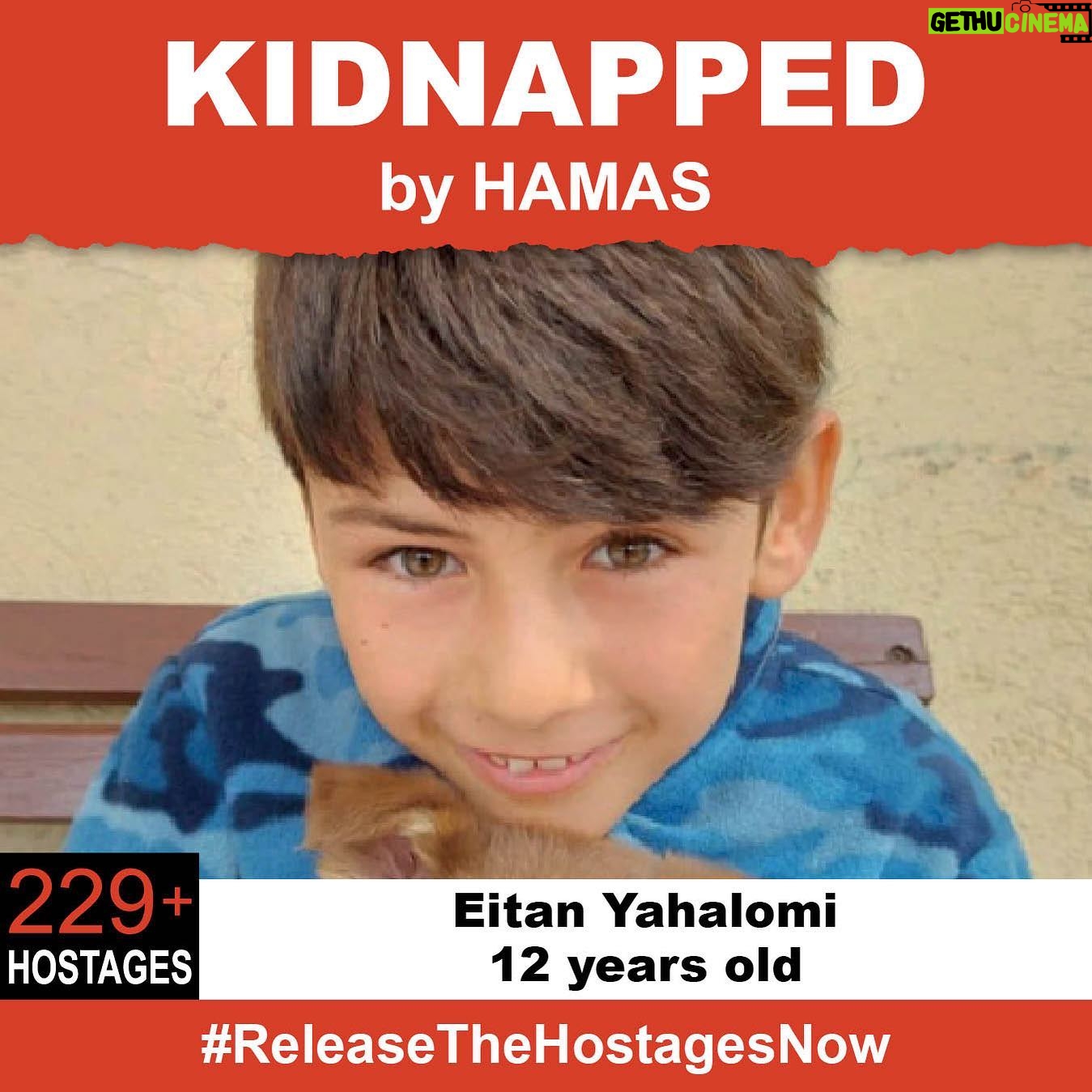 Elizabeth Banks Instagram - On October 7th, 12-year old Eitan was stolen from his family when Hamas terrorists invaded Israel. Eitan is one of 229 hostages being held captive in Gaza in unknown conditions for over three weeks. He should be home with his family. Release Eitan now! #ReleaseTheHostagesNow
To see photos of all of the hostages and to share a poster yourself, please visit @kidnappedfromisrael