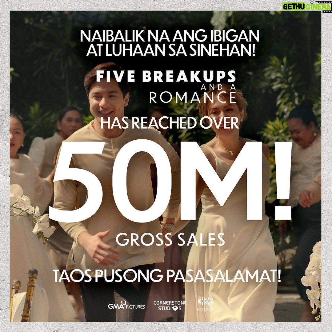 Julia Montes Instagram - Mula sa puso namin Maraming Salamat po sa inyong supporta …
NAIBALIK NA ANG PAG-IBIG (AT LUHA) SA MGA SINEHAN! 🫶❤️💓
Huwag nang magpahuli, manood ka na rin sa mga sinehan!
#FiveBreakupsAndARomance
#5BAARNOWSHOWING