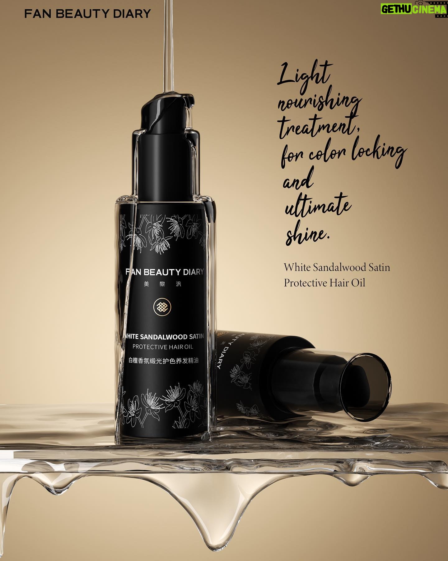 Fan Bingbing Instagram - Introducing our new White Sandalwood Satin Protective Hair Oil! Control frizz, add shine, and protect your hair from damage. Say hello to glossy, vibrant locks with Fan Beauty!
#fanbeauty #fanbeautydiary #美黎汎
