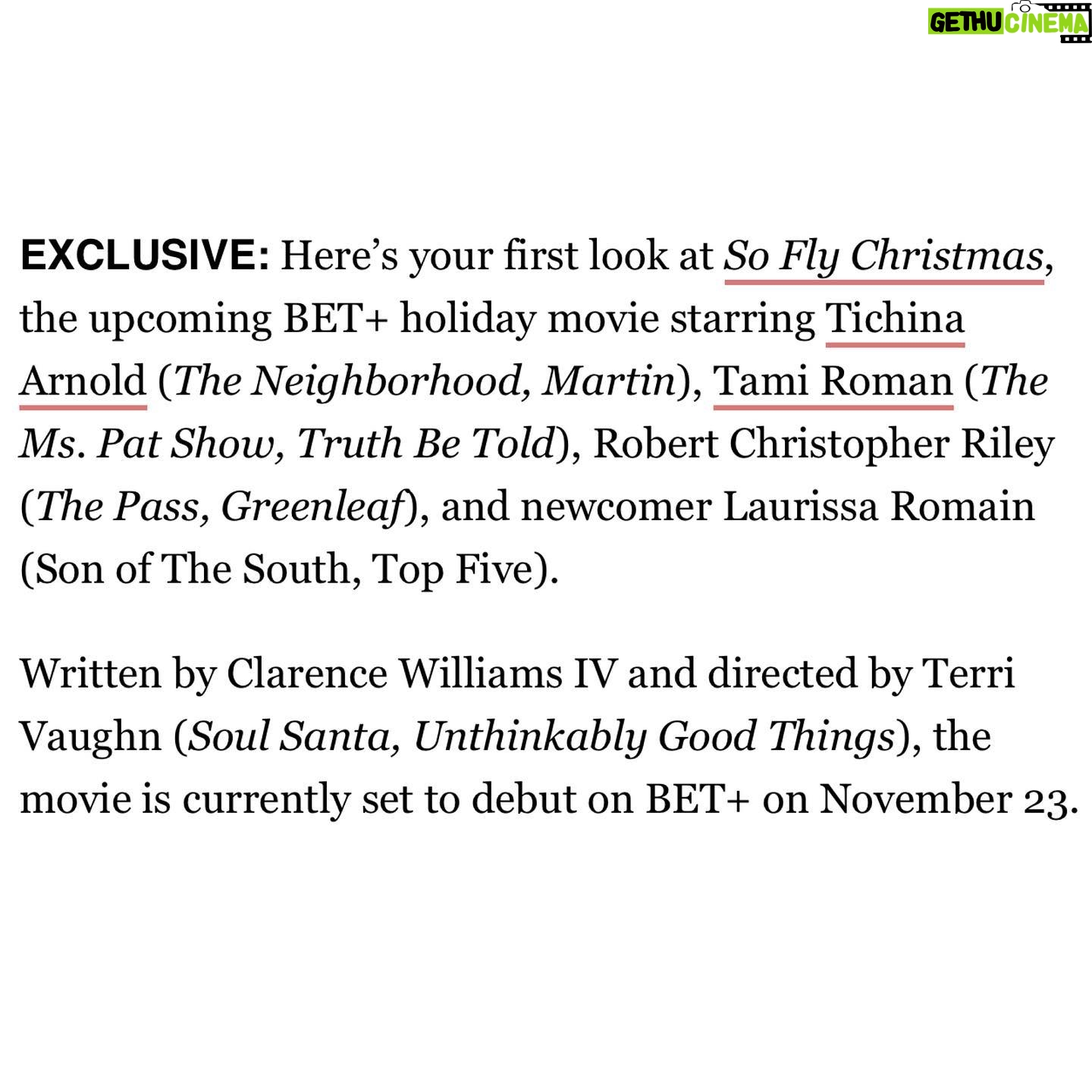 Tami Roman Instagram - SO FLY CHRISTMAS! November 23rd on @betplus You already know me & Tichina together is the duo you didn’t know you needed 😂