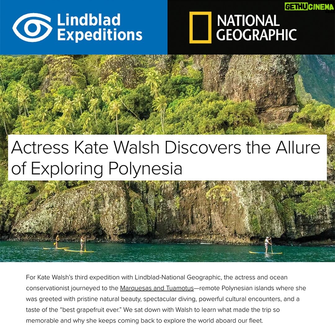 Kate Walsh Instagram - It was an incredible honor to be able to experience my third expedition with #LindbladExpeditions as we journeyed to the remote islands of Marquesas & Tuamotus in #FrenchPolynesia ๐ต๐ซโค๏ธ Check out the link in my Instagram Stories to read the full interview with @LindbladExp where we talk about islands amazing local communities and culture, the brilliant on-board crew & staff, and of course diving along the regionโs most spectacular marine life! ๐๐๐
(Photos by Eric Guth, Michael S. Nolan & Lindblad Expeditions)