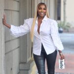 NeNe Leakes Instagram – SWIPE: The tastiest peach in Atlanta 
Top: #dolcegabbana 
Shoes: #christianlouboutin 
Birthday count down
Bag: #edieparker
Glam: @gracefulartistry