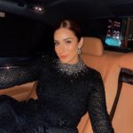Amina Khalil Instagram – Peachy Keen 🧡 candid car shots and sparkles kinda night x #soextra
