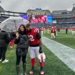 Chanel Iman Instagram – Rain or shine Good Luck kiss before the game 💋 Let’s go Daddy @chauxdown #92 #pats