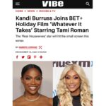 Tami Roman Instagram - Thank you to ALL the media outlets for supporting our film “Whatever It Takes” premiering December 21st on @betplus  I applaud @kandi @brelyevans @theajzone for their phenomenal work & display of sisterhood on this film. You’re really going to enjoy this film 💛 
#RomanRamseyProductions