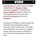 Tami Roman Instagram - Thank you to ALL the media outlets for supporting our film “Whatever It Takes” premiering December 21st on @betplus  I applaud @kandi @brelyevans @theajzone for their phenomenal work & display of sisterhood on this film. You’re really going to enjoy this film 💛 
#RomanRamseyProductions