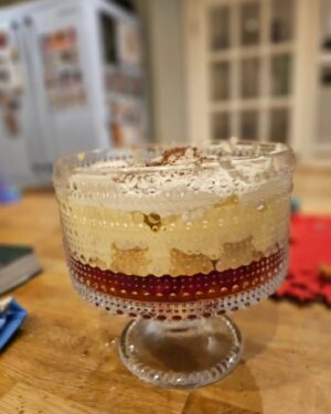 Fearne Cotton Instagram - I find making a trifle incredibly satisfying. As a cliché Virgo I love neatness and symmetry, so creating each layer brings me immense pleasure. Luckily it tasted good too with my father-in-law saying it was the best trifle he's had. Also, please take note and appreciate his christmas jaunty hat!! 
I did the big clear up last night so am grateful to wake up to less chaos today. 

I'm sending love to you all. Some of you will have leaned into the love of family and friends yesterday but I know many out there will be glad it's all over. If you're grieving, have had a tough year, missing your kids because they're with your ex partner, are in a different country to your family, or simply find it all too much, then I hope you find peace in the relief that it's done. Love, peace and good vibes to you all. ✨️🙏