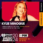 Kylie Minogue Instagram – iHeart it and I know 👀❤️ Honoured to be nominated at the @iheartradio Music Awards for Dance Artist of the Year AND Dance Song of the Year 🤪🪩 Padam! 😘😘