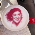 Mayim Bialik Instagram – Shoutout to @redmaplela for this incredible latte art they served to my friend with my face on it lol. 🍁