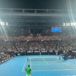 Kate Walsh Instagram - What a match!  I was so excited to capture the final serve and point on my phone that I couldn’t get to the video & had to hold it down in the photo but let it up to cheer at the final moment 😂 so the gracious Ellie sent me her video of the sweet victory! 🎾🎾Thanks so much for having @andynix1 and me @australianopen 🎾🎾 for some of the best tennis I’ve EVER seen! @medwed33 played extraordinary tennis w/@janniksin congratulations to the 2024 men’s finals winner @janniksin 🏆 🏆🏆