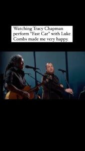 Mayim Bialik Instagram - I remember the first time I heard and saw Tracy Chapman sing this song. It’s even more powerful to see her duet with Luke Combs. Her smile in particular and this camaraderie really moved me! Repost @yasharali
