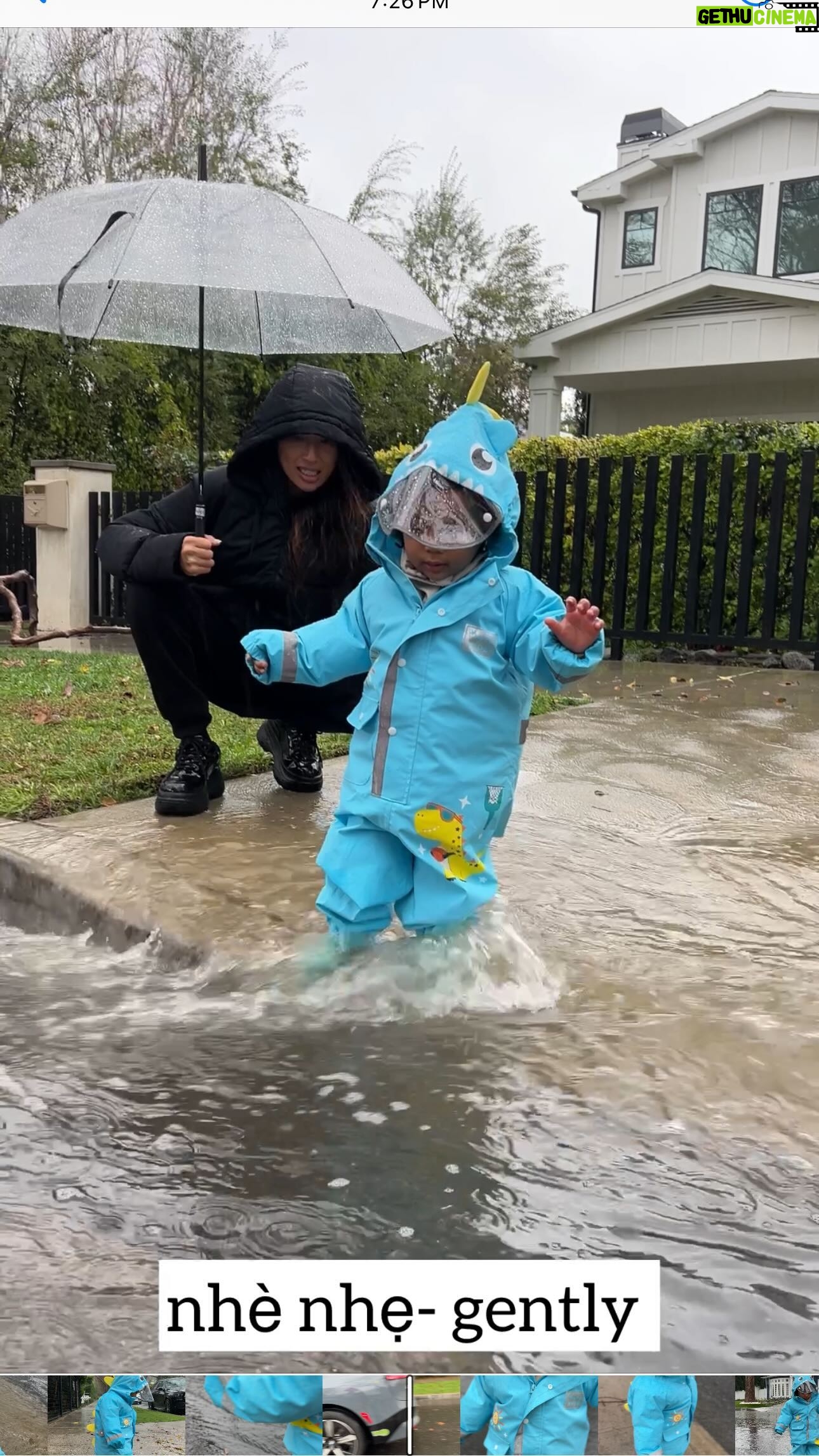 Jeannie Mai Instagram - Rainy days in LA get sunnier wit Coco in these streets 🦖💦