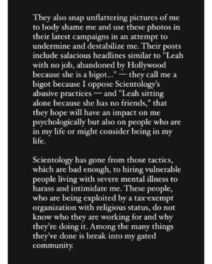 Leah Remini Instagram - I wanted to share some thoughts on my experience with depression and isolation in these six slides. Thank you for all the love and support.