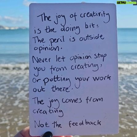 Fearne Cotton Instagram - Whether you paint, write, sew, stitch, edit, make pottery, film, knit, sing, dance, draw, garden, do woodwork, do spoken word, dream up interiors, do comedy, choreograph, compose...
The joy comes from the doing it. It always get complicated when other people get involved. I've had times where I've stopped painting because of one critical comment, and have wanted to hide and not speak publicly because of outside views.
If we wait to feel the joy at the feedback stage, things get treacherous and confusing. If you've felt happiness, or flow, or sometmes even euphoria (I get this when I paint), no one can take that from you, even if they don't like what you've created.
I have to remind myself of this daily with my writing, otherwise I would not open my laptop ever again.
Keep creating. Dont be knocked off course by others. Feel the joy.
