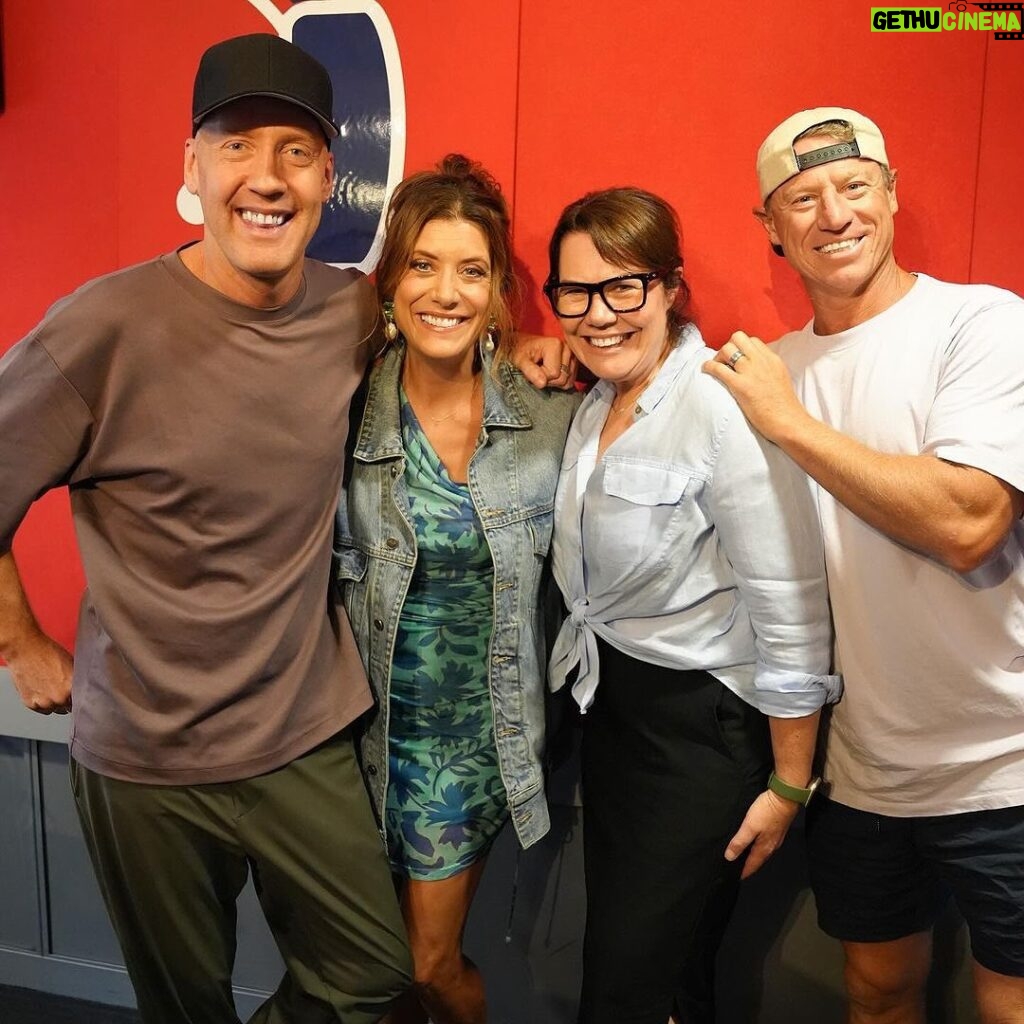 Kate Walsh Instagram - SO happy to hang with my besties @nathannatandshaun this morning over at @nova937 even tho I tanked the game! 😂 Posted @withregram • @nathannatandshaun CHAMPAGNE 🍾 FORK 🍴 Better luck next time bestie 😂 Thanks so much for joining us this morning, @katewalsh! ❤️