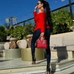 Lamitta Frangieh Instagram - Late lunch in Red off shoulder blazer @trace.highfashion ♥️
.
.
#blazer #elegance #redblazer #lamittafrangieh #chic #stylish