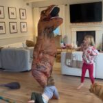 Camilla Luddington Instagram - Rainy day today with the kiddos. Just let this momasaur dance to @beyonce damnit!!! 🦖