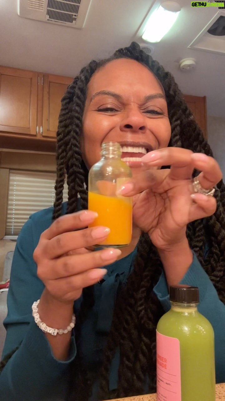 Tabitha Brown Instagram - Thank you @plantladyjuiceco in Atlanta ❤️ for bringing me some morning sunshine ☀️ This juice is delicious ❤️. Yall be sure to follow her and support her❤️ #tabithabrown #supportisaverb #atlanta