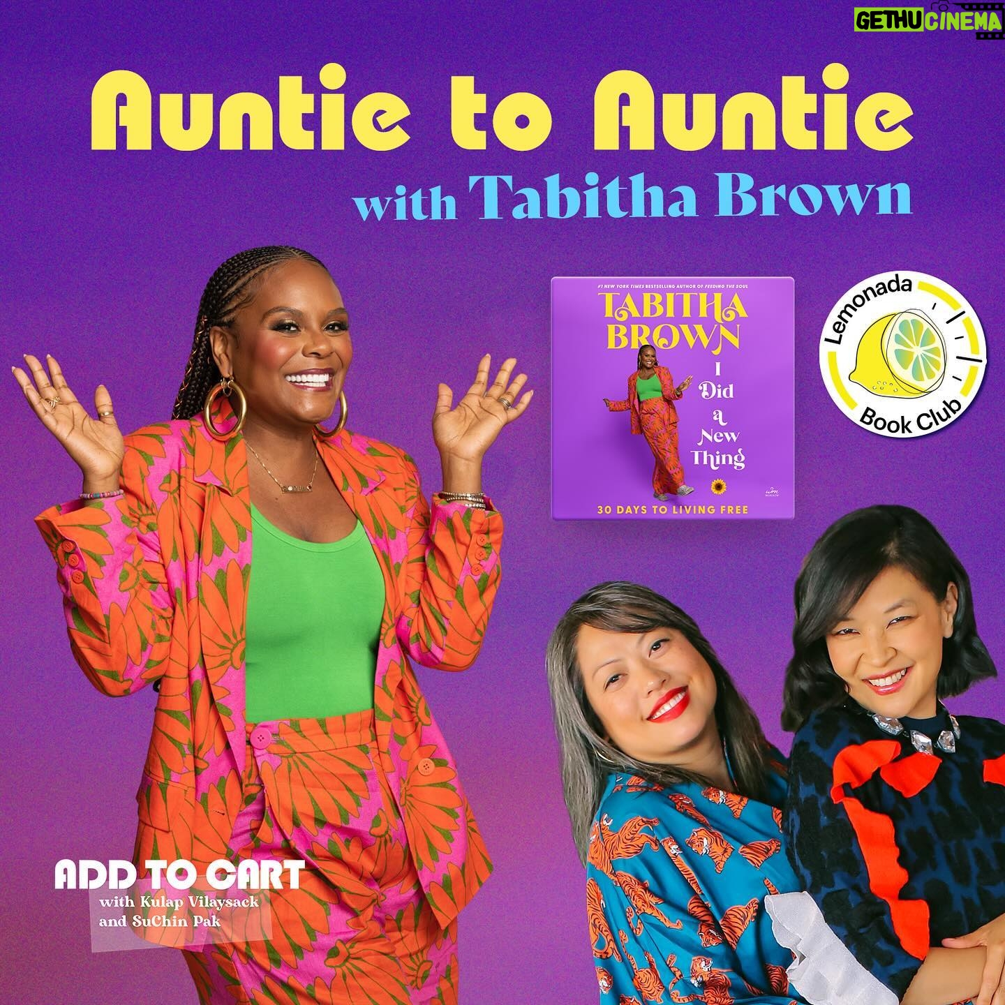 Tabitha Brown Instagram - The aunties welcome the queen of endorphin dressing herself, Tabitha Brown (@iamtabithabrown) to Add to Cart!
Tabitha shares all the new things she tried and learned through writing her latest book “I Did a New Thing: 30 Days to Living Free.” That includes four little words that are blowing Ku and Su’s minds.
Can you guess those words?
“I Did a New Thing: 30 Days to Living Free” is February’s pick for Lemonada Media’s audiobook club. To learn more, listen to a sample, and get your copy of the audiobook on @AppleBooks, click the link in bio 🎧🍎🍋.
#audiobooks #bookclub #addtocart