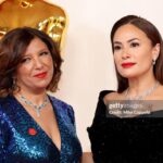 Hend Sabry Instagram - What a proud night ❤️🧿🙏 thank you @kaoutherbenhania for being such a brilliant filmmaker and for proving that Our Stories are worth being told 🥰🥰 Soon , you will go home with the Oscar , i have no doubt 🙏🙏 #oscars2024 #fourdaughters @fourdaughtersthefilm @theacademy 
Styled by @cedrichaddad #styledbyced 
Dress: @nicolasjebran 
High jewelry @piaget @personaeconsilium 
Make up @bonnieeliz_ 
Hair @roykarame