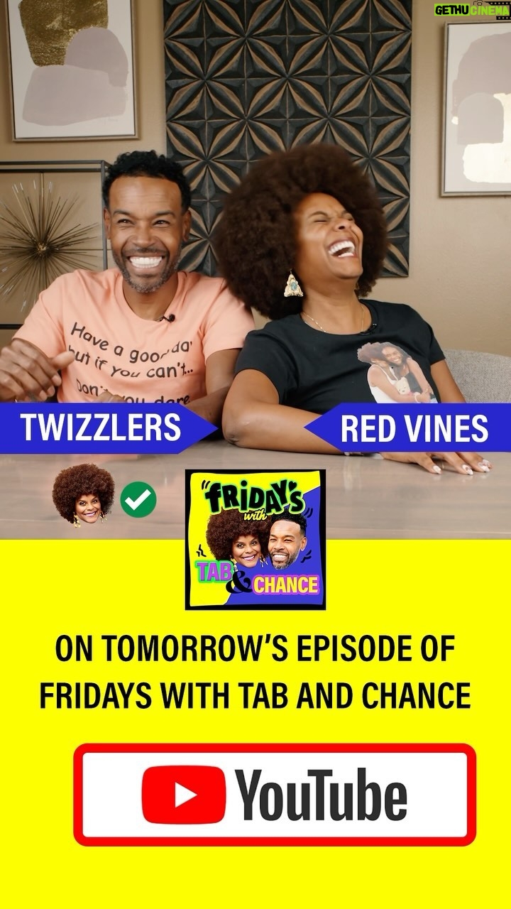 Tabitha Brown Instagram - You can get with this or you can get with that❤️. See yall tomorrow ❤️ #tabithabrown #chancebrown #fridayswithtabandchance
Thank you @uyleesboutique for my tshirt❤️