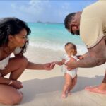 Chanel Iman Instagram – Capri’s first overseas travel with mom and dad 📍 St Barths ❤️ @caprisummergodchaux 👼🏽