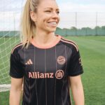 Lena Gercke Instagram – This one is sooo special! 🤩🧡🖤
 
Introducing the first ever bespoke female kit for @fcbfrauen designed by @legerbylenagercke. 🔗 Available on International Women’s Day – 8th of March!
