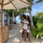 Chanel Iman Instagram – Capri’s first overseas travel with mom and dad 📍 St Barths ❤️ @caprisummergodchaux 👼🏽