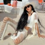 Lamitta Frangieh Instagram - Tulum vibes @FashionNova 🐚🌴
- sunset in tulum crochet cover up set white 
.
.
.
#fashionnovaembassador #fashionnovamodel #fashionnovacurve #usa #lamittafrangieh #dubai#weekend