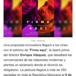Regina Blandón Instagram – El 9 de mayo se estrena en cines #FirmaAquí😍. Ópera Prima de @enriquevslafotoantigua 🙌🏼. Estamos muy felices. No saben qué chingón rodaje y crew. ¡Emociona mucho que por fin estrenamos en cines! Les quiero tanto @ortizgris @mtc_mtc @marcelaguirado @tamaravallarta @camacho.cv @julio_dp @nilkiwei @reginus @bryandalpozzo @aldoescalantealdo @mariane.cartas @monicalozano @eamonofarrill @adelleachar @vicoescorcia @rhyscpc