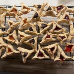 Mayim Bialik Instagram – Hamantaschen stats from yesterday’s baking Live:

Regular —
Chocolate : 25 closed, 0 open – 100% success 
Apricot : 13 closed , 7 open – 65% success 
Strawberry: 5 closed , 13 open – % 28% success 

Gluten Free —
Chocolate : 7 closed , 0 open – 100% success 
Apricot : 10 closed , 2 open – 99 % success 
Strawberry: 9 closed , 3 open , 1 fell on the floor and was this excluded from the tabulation – 75 % success 

First photo – GF
Second photo – Regular 
Third photo – Fred is pointing to the open one he will eat first lol