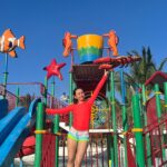 Beauty Gonzalez Instagram - Can you believe it?
it’s my first time inside a Waterpark 🤡
Olivia and her Papa have gone to many but I always couldn’t go either because of work or there was just too many people, but when we stumbled into this near empty place,
It was meant to be. 🧡
Now I know what millions of kids have known all along,
When things get a little crazy, 
Just slide. 💜
My very own private water wonderland.
How lucky am I? 🩵